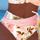 Bikini cu tăieturi florale contrastante