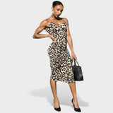 Triin | Rochie sexy, mică cu model leopard și bretele subțiri