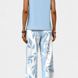 Martina | Elegancia bohemă Complet fără mâneci și pantaloni drepți cu model artistic