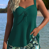 Serafina | Tankini în dungi cu slip de bikini în două piese