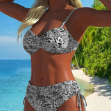 Costum de baie cu două piese și model leopard