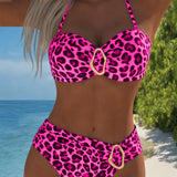 Bikini Leopard în Buclă Metalică