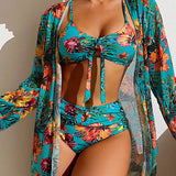 Set Bikini și Costum de Baie cu Model Floral