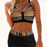 Marina | Bikini cu Model Geometric și Talie Înaltă
