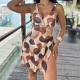 Costum de Baie Întreg Punctat cu Legare Frontală