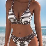 Bikini cu dungi și model cu puncte