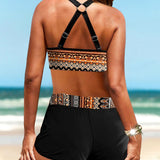 Marina | Bikini cu Model Geometric și Talie Înaltă