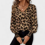 Joana | Bluză elegantă cu imprimeu leopard
