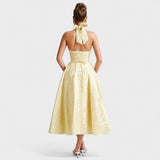Halina | Rochie midi cu corset și volan