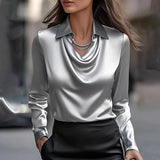 Inês | Bluză de Satin Luxoasă cu Decolteu Ușor