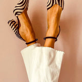 Zebrina™ | Sandale cu model zebra pe toc mediu