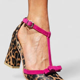Leontina | Sandale Verde cu Model Leopard și Detalii Colorate