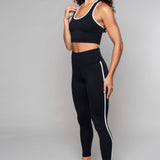 Piret | Sutien Sport-Top cu Detalii Brant – Galben Mustar / Alb