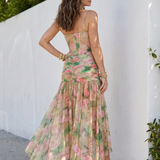 Ringelblume | Rochie midi cu bretele spaghetti și ptuț transparent