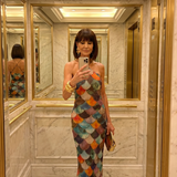 Larkin | Rochie Maxi cu model cu scuame multicolore și beton cu figuri