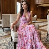Nori | Rochie Maxi Floral cu Gât Halterneck