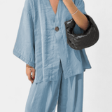 Eli | Set oversize – top cu decolteu în V și pantaloni drepți