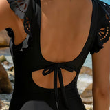 Costum de baie întreg cu mâneci deschise