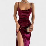 Gabriela | Rochie din catifea cu fante pe laturi