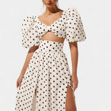 Sherine | Compleu polka-dot din sacou și cămașă cu mâneci pluși