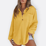 Inês | Bluza Tunic Ușoară Decolteu V cu Nasturi