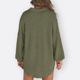 Inês | Bluza Tunic Ușoară Decolteu V cu Nasturi