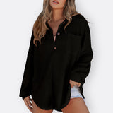 Inês | Bluza Tunic Ușoară Decolteu V cu Nasturi