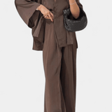 Eli | Set oversize – top cu decolteu în V și pantaloni drepți