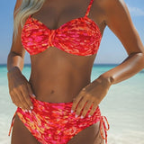 Bikini cu Model Abstract și Curele Subțiri