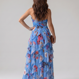 Nori | Rochie Maxi Floral cu Gât Halterneck