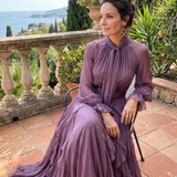 Demetria | Rochie Maxi cu volane și guler legat