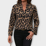 LV | Bluză Ahna cu decolteu în V și imprimeu leopard