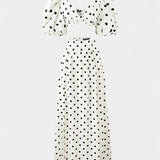 Sherine | Compleu polka-dot din sacou și cămașă cu mâneci pluși