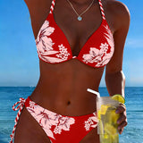Bikini Simplu Sexy cu Gât Halter