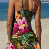 Filipa | Costum de baie Tankini cu imprimeu floral și pantaloni scurți, efect burtă plată