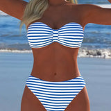 Bikini cu Talie Înaltă și Sutien în Formă de Triunghi Cu Două Piese