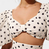 Sherine | Compleu polka-dot din sacou și cămașă cu mâneci pluși