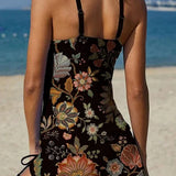 Filipa | Costum de baie Tankini cu imprimeu floral și pantaloni scurți, efect burtă plată