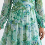 Althea | Rochie Maxi cu Flori pentru Brațe Lungi