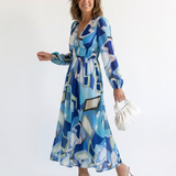 Althea | Rochie Maxi cu Flori pentru Brațe Lungi