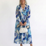 Althea | Rochie Maxi cu Flori pentru Brațe Lungi