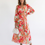Althea | Rochie Maxi cu Flori pentru Brațe Lungi