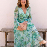 Althea | Rochie Maxi cu Flori pentru Brațe Lungi