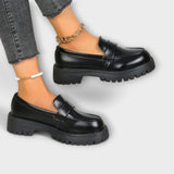 Külli | Calista Pantofi Mokasini Ortomedici cu Design Satin pentru Femei cu Toc