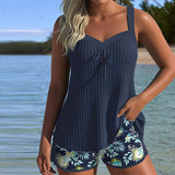Serafina | Tankini în dungi cu slip de bikini în două piese
