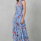 Belladina™ | Rochie Maxi Romantică cu Flori și Detalii Volante
