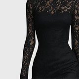Veronika | Rochie lungă din dantela neagră