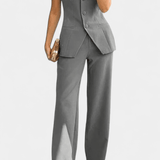 Jekaterina | Costum minimalist: top și pantaloni largi
