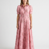 Xanthea | Rochie maxi cu mâneci scurte și talie ajustată cu model floral