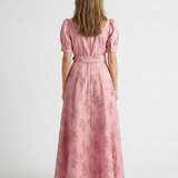 Xanthea | Rochie maxi cu mâneci scurte și talie ajustată cu model floral